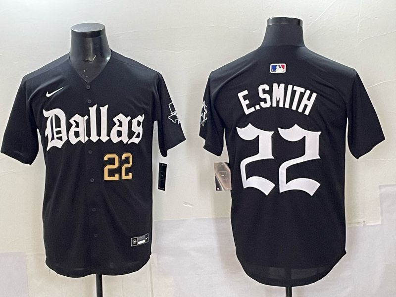 Men 2025 Nike Dallas Cowboys #22 E.Smith Black 5th generation Joint Name Limited NFL Jersey 06